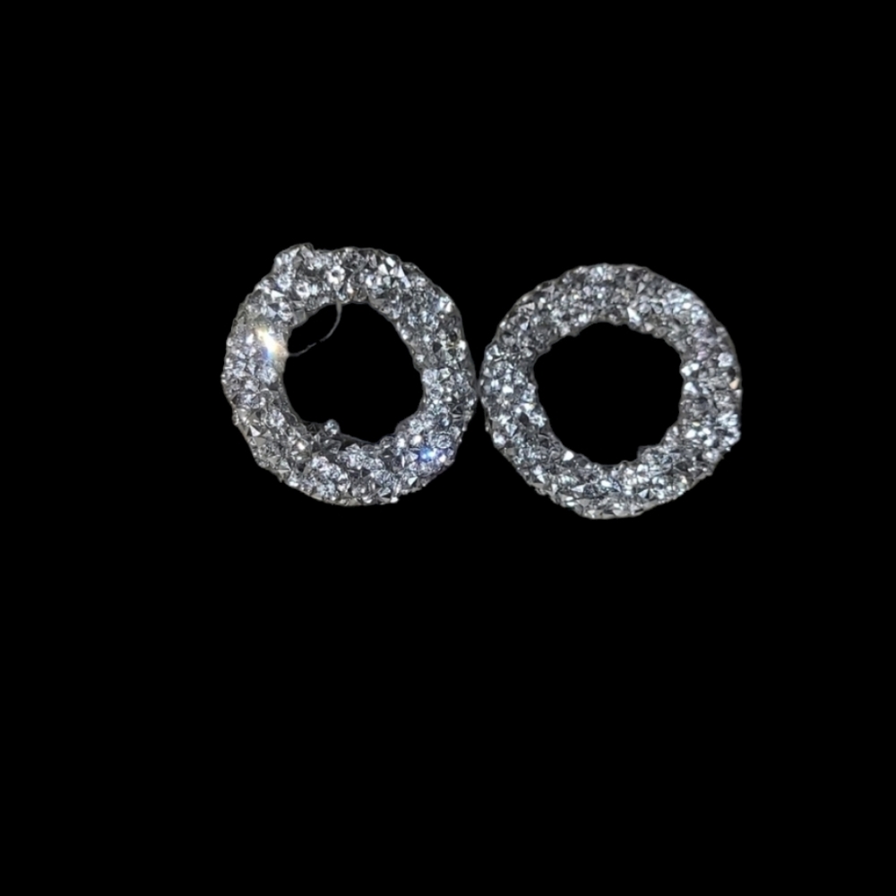 Silver Rhinestone Hoop Earrings
